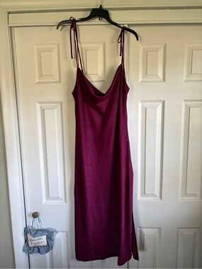 Forever 21 Magenta Tie-Shoulder Midi Slip Dress